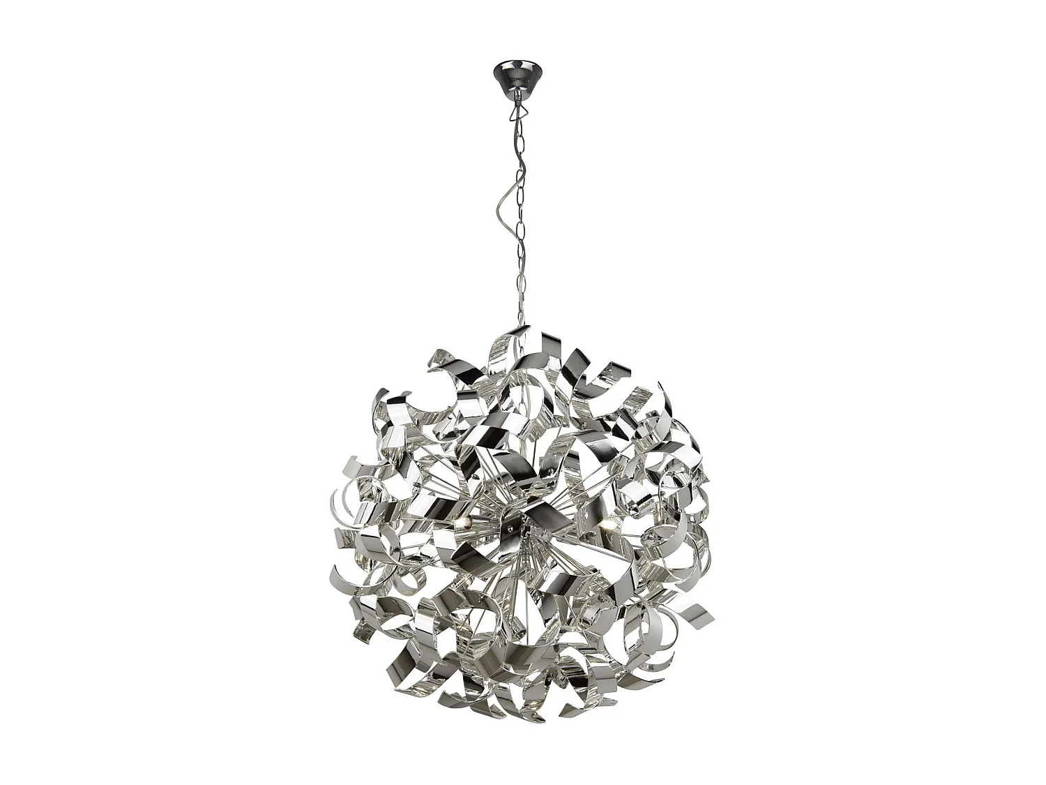 Searchlight Curls - Lampada a sospensione a 6 nastri luminosi cromata, G9