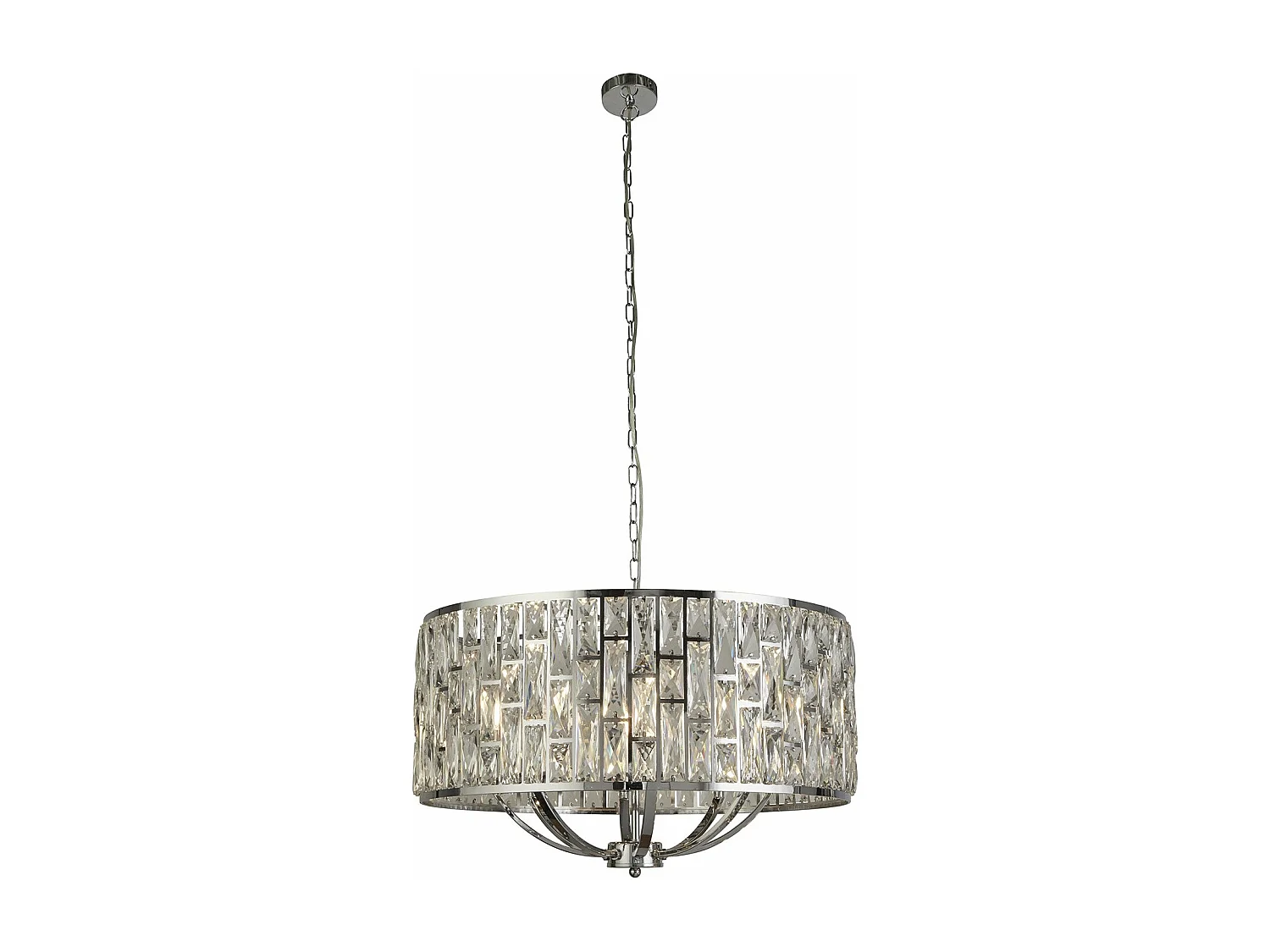 Lampadario Classico Gioiello Acciaio Cromo Vetro Trasparente 8 Luci E14