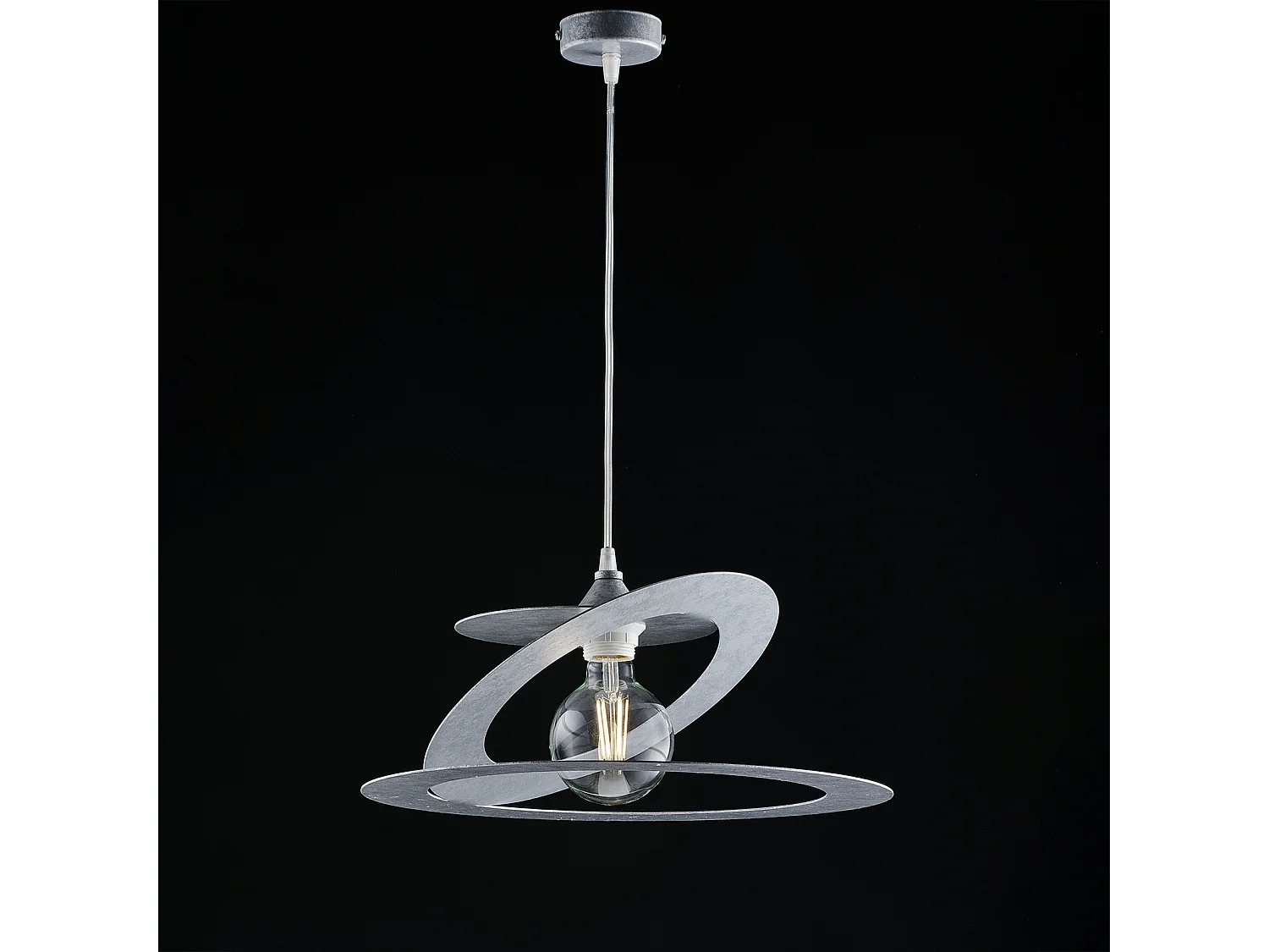 Sospensione Moderna 1 Luce Ferro Taglio Laser Argento Serie Geko