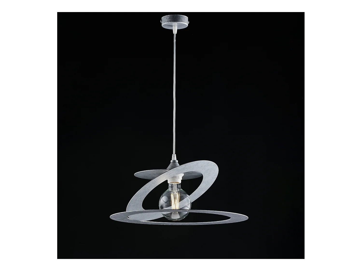 Sospensione Moderna 1 Luce Ferro Taglio Laser Argento Serie Geko