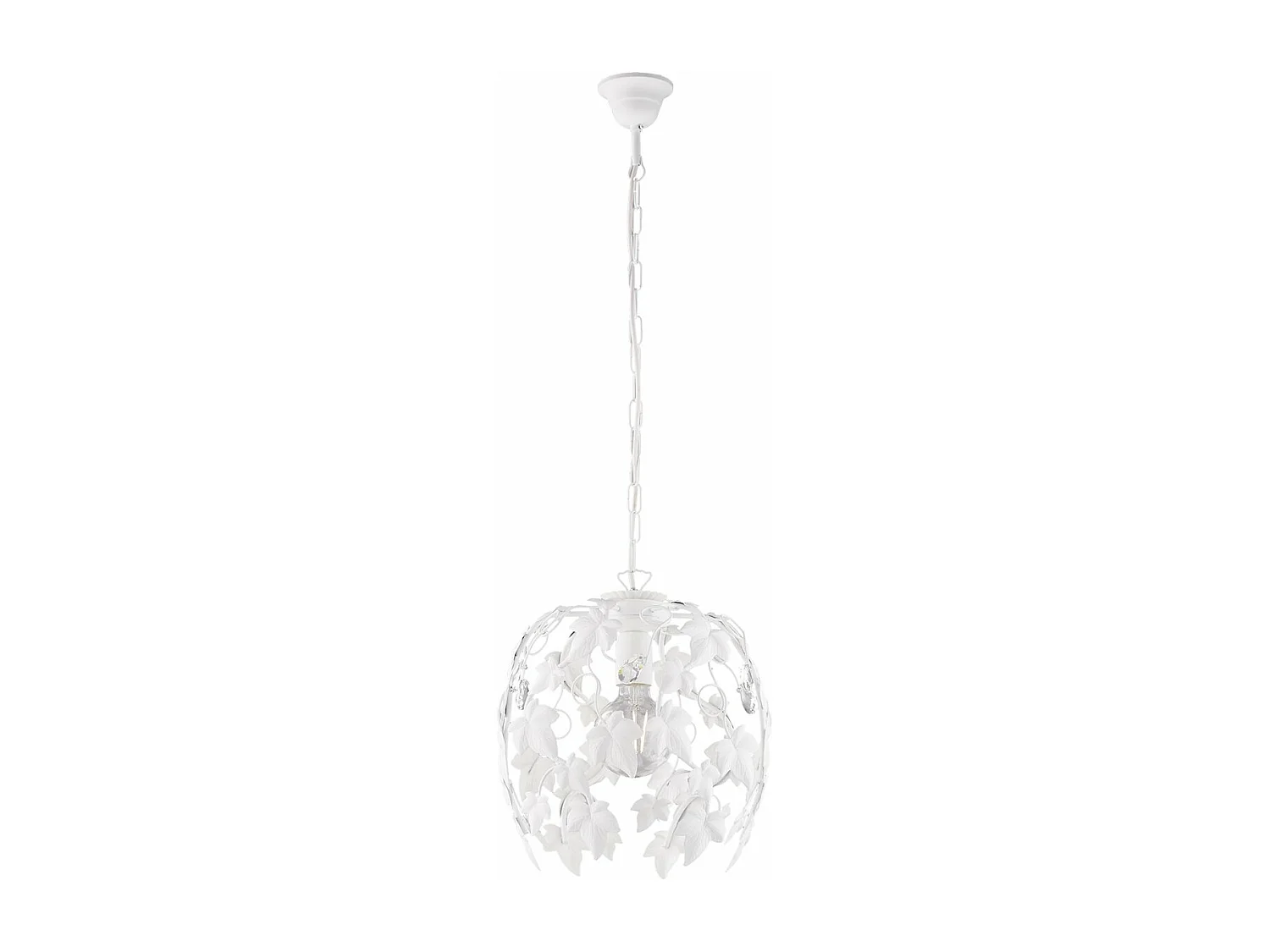 Edera Lustre en fer laqué blanc décoration effet shabby chic et strass cristal 1 lumière X 97 d.30 BL50-1-BCO