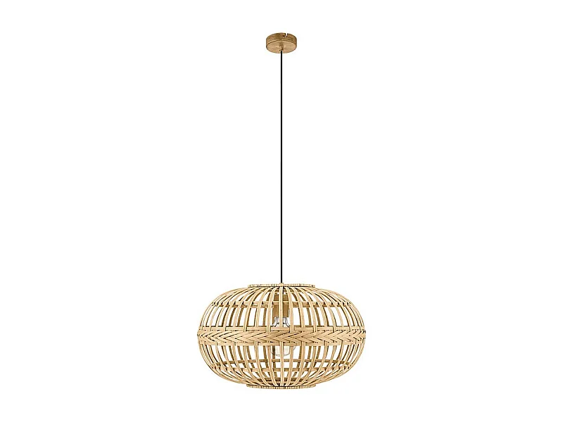 Lampadario Rustico Amsfield 1 Luce Metallo Marrone E Legno
