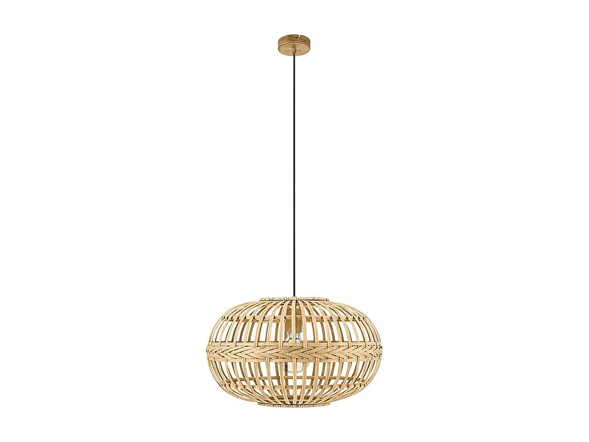 Lampadario Rustico Amsfield 1 Luce Metallo Marrone E Legno