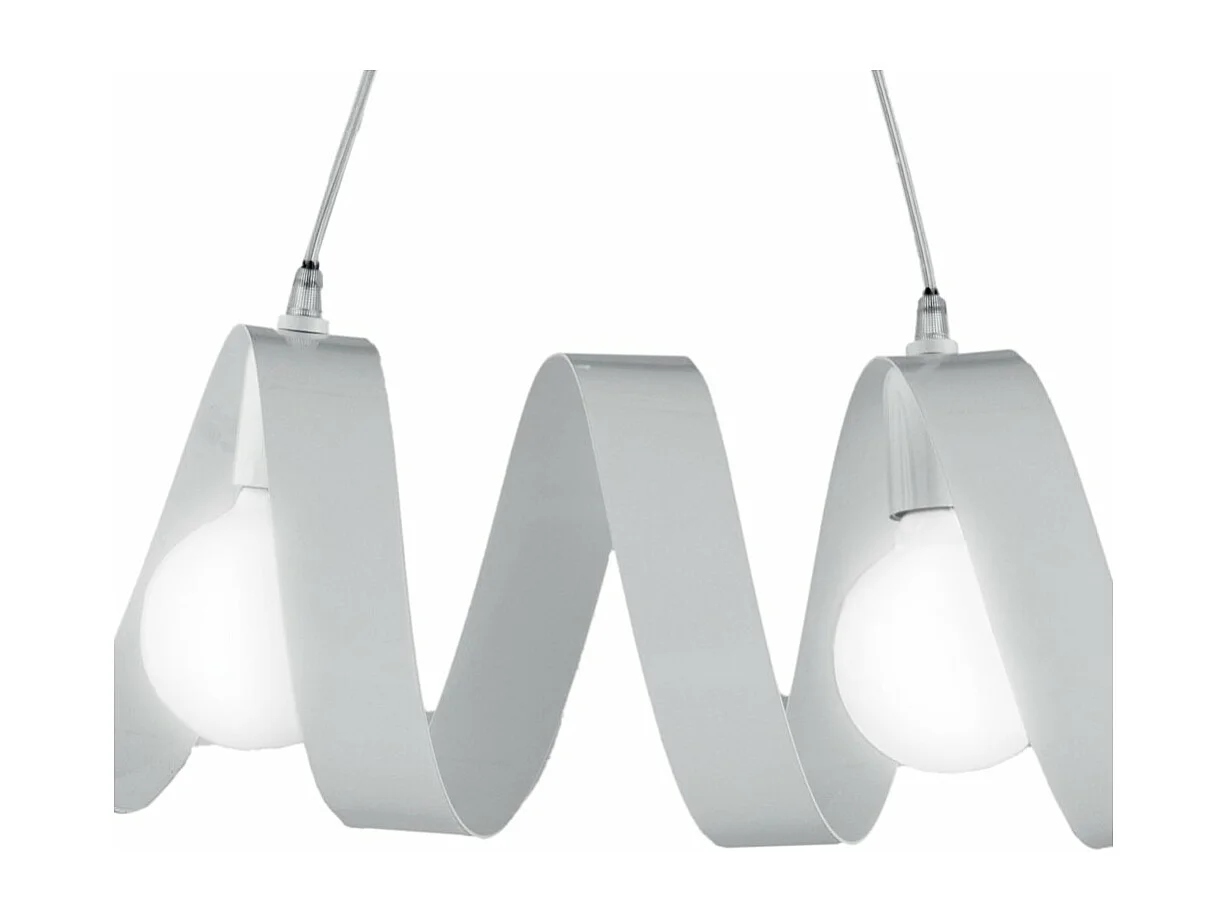 Helix - Lámpara de suspensión en hierro lacado blanco brillo con cable eléctrico orientable 2 luces L. 54 X 20 - BL141-2-BCO