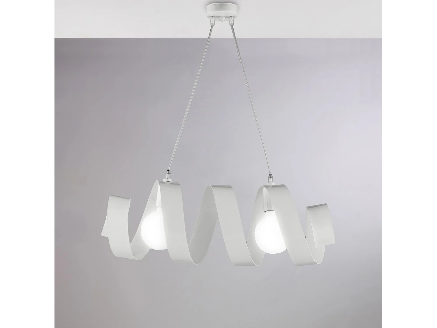 Helix Suspension en fer laqué blanc brillant avec câble électrique orientable 2 lumières L. 54 X 20 BL141-2-BCO