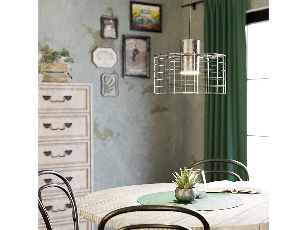 Lampadario Industrial Milligan 1 Luce Acciaio Grigio E Bianco