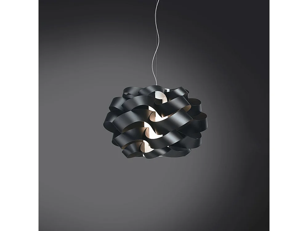 Lampadario Moderno Cloud Polilux ® Nero E Metallo Cromo 5 Luci E27