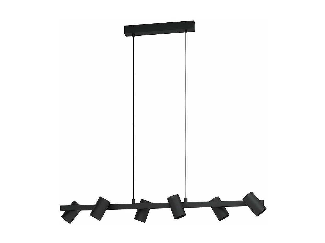 Lampadario Industrial Gatuela 1 6 Luci Acciaio Nero