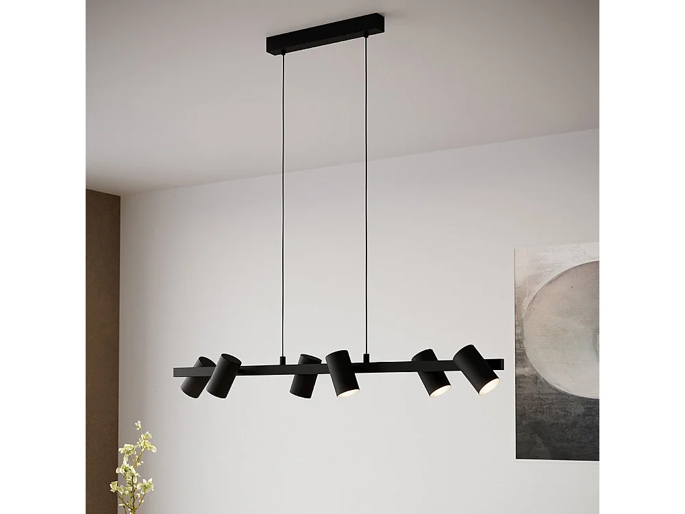 Lampadario Industrial Gatuela 1 6 Luci Acciaio Nero