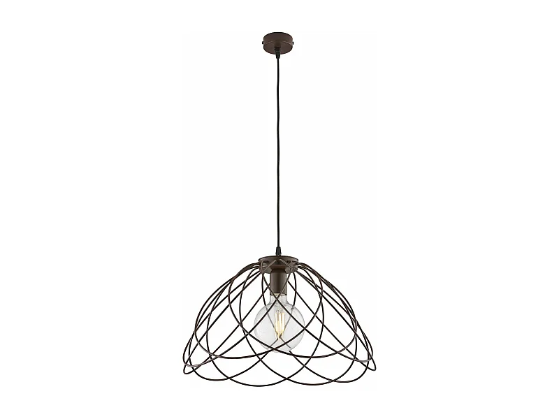Pagode Lustre en fer laqué noir décor effet rouille avec câble électrique réglable 1 lumière 132 d.45 BL298-S1-RG