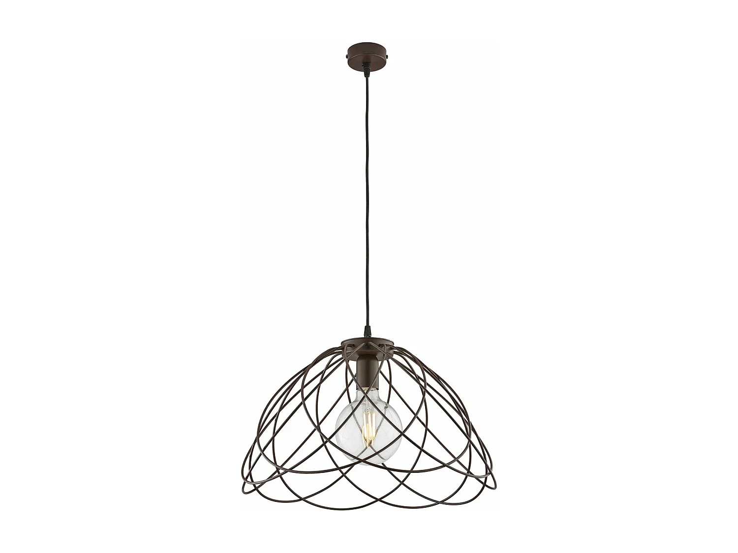 Pagode Lustre en fer laqué noir décor effet rouille avec câble électrique réglable 1 lumière 132 d.45 BL298-S1-RG