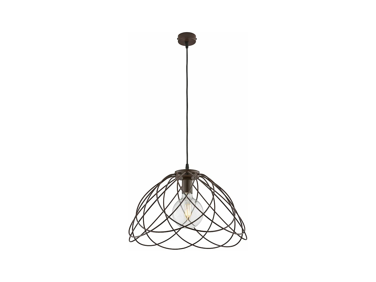 Pagode Lustre en fer laqué noir décor effet rouille avec câble électrique réglable 1 lumière 132 d.45 BL298-S1-RG