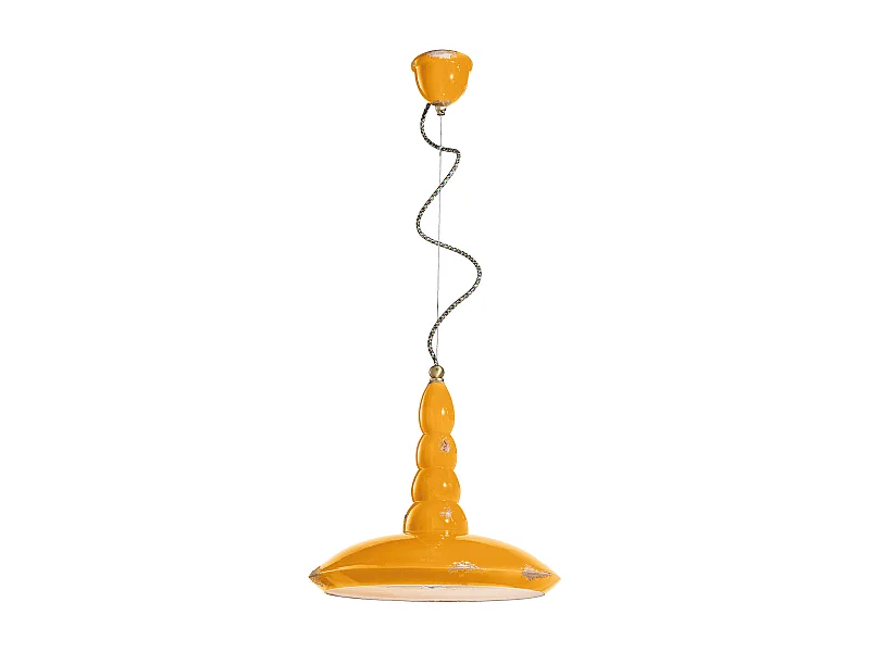 Lampadario Vintage Vague Vintage Ferro E Ceramica Giallo 1 Luce E27 40Cm