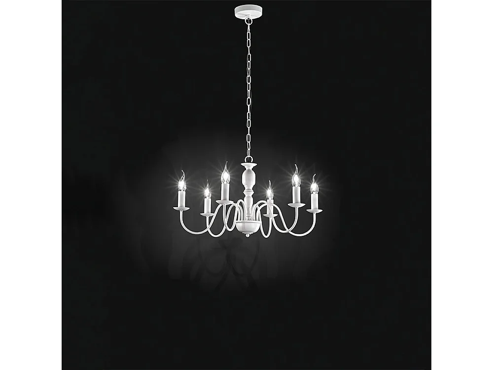 Lampadario Contemporaneo Ducale Metallo Bianco 6 Luci E14