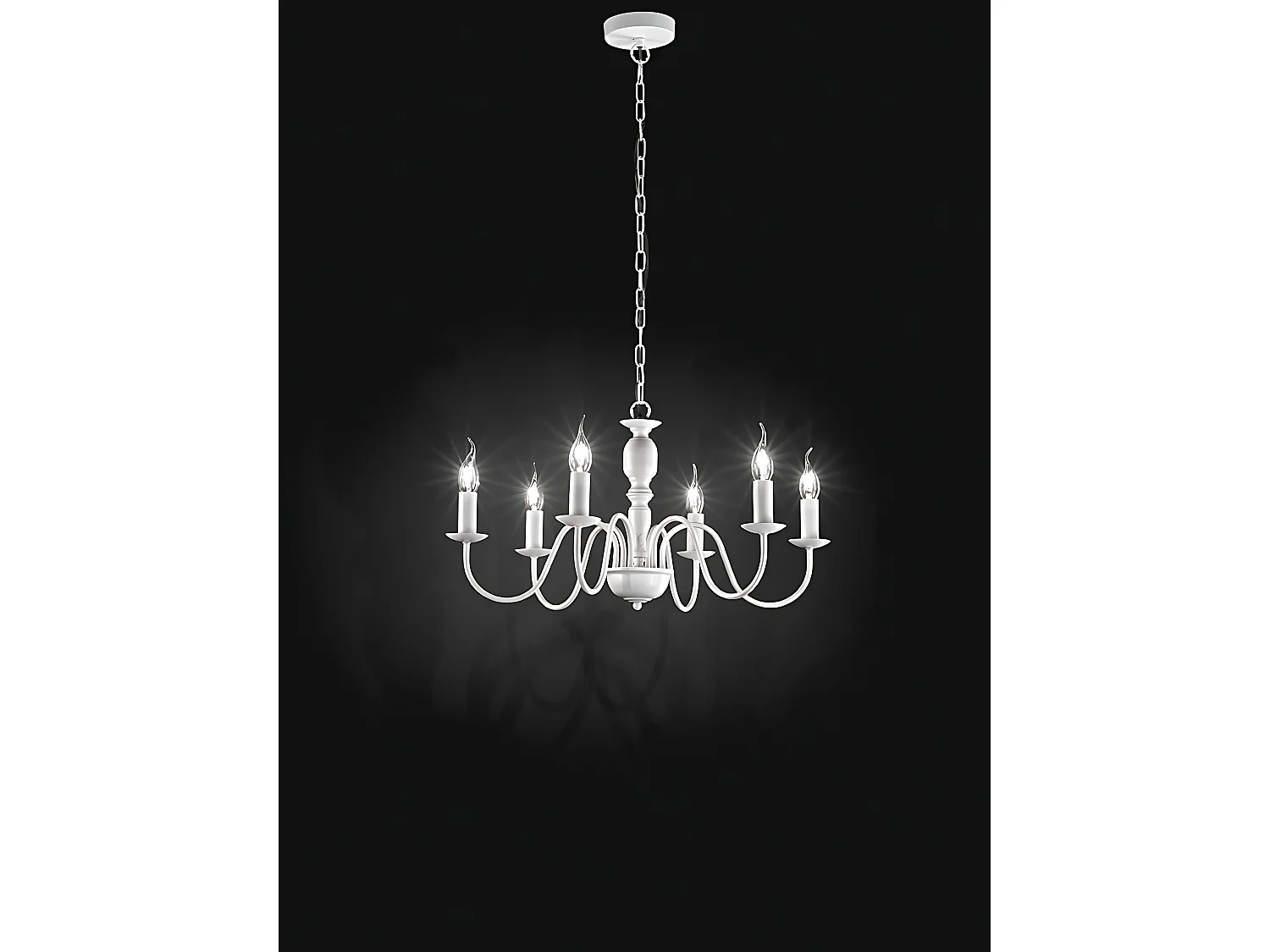 Hvidlakeret metalpendellampe, 6 x E14-fatninger (maks. 40 W), moderne og justerbart design, diameter 67 cm - Perenz
