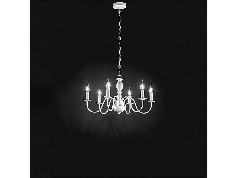 Lampadario Contemporaneo Ducale Metallo Bianco 6 Luci E14