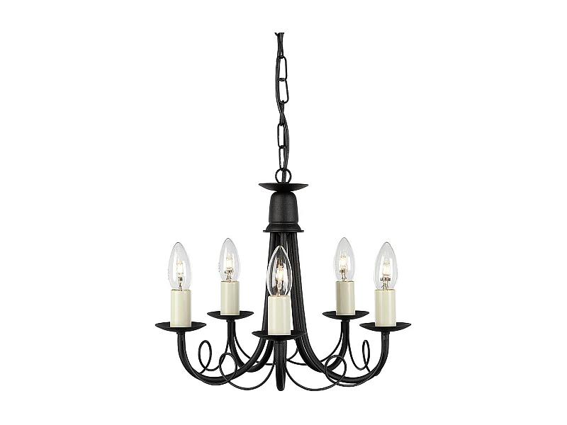 Elstead Minster 5 ljus ljuskrona svart finish, E14