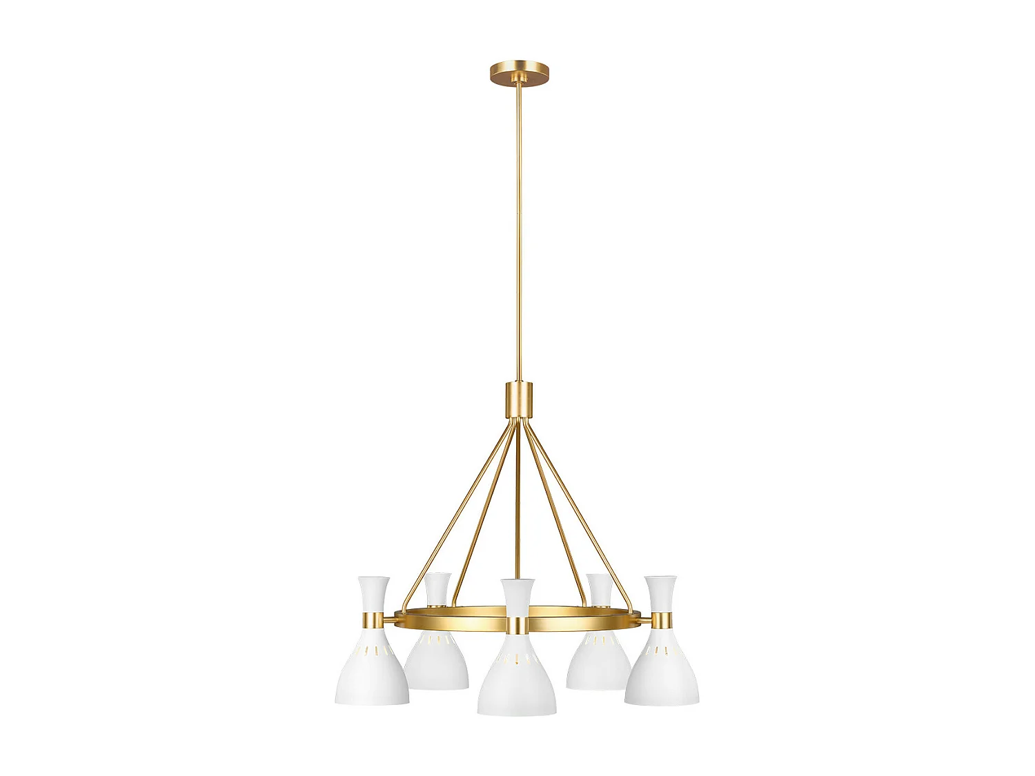 Lustre Elstead Joan à 5 lumières, blanc mat, blanc mat, laiton bruni, E27