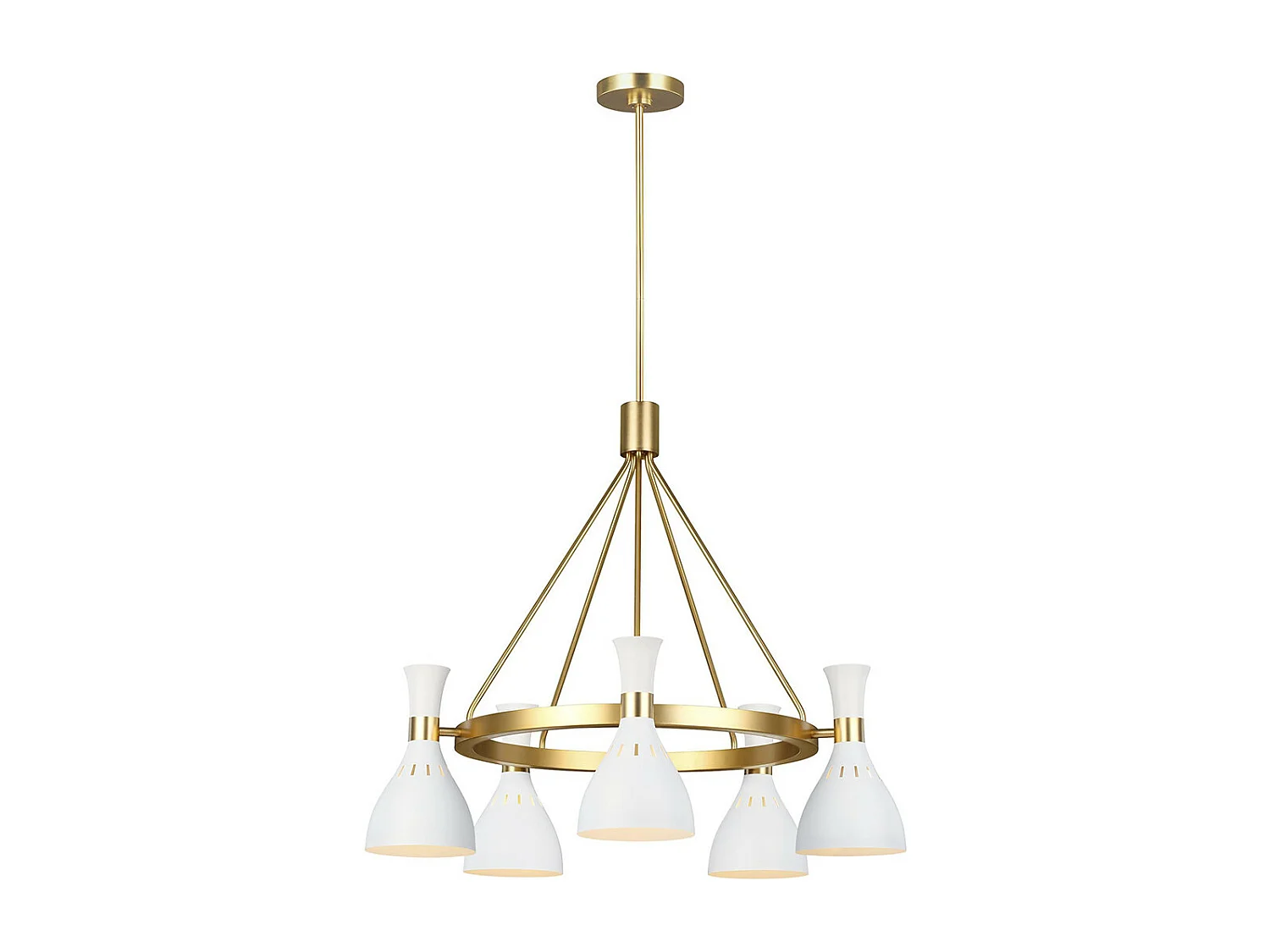 Lustre Elstead Joan à 5 lumières, blanc mat, blanc mat, laiton bruni, E27