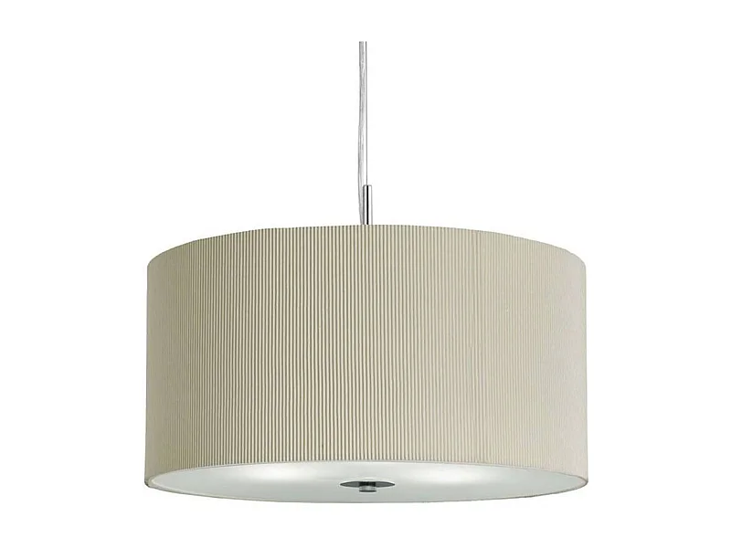Searchlicht Drum Pleat - 3 Licht Deckenanhänger Chrom, Creme mit Glasdiffusor und Schatten, E27
