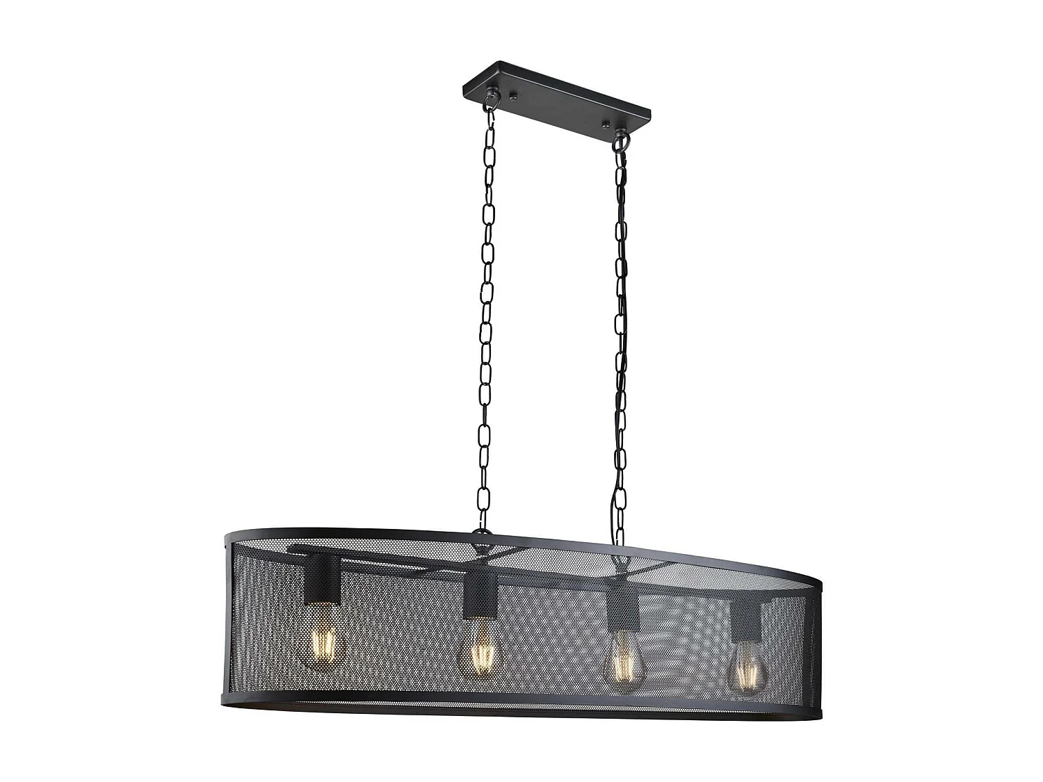 Searchlight Fishnet - 4 Light Bar Pendant Mesh Nero opaco, E27