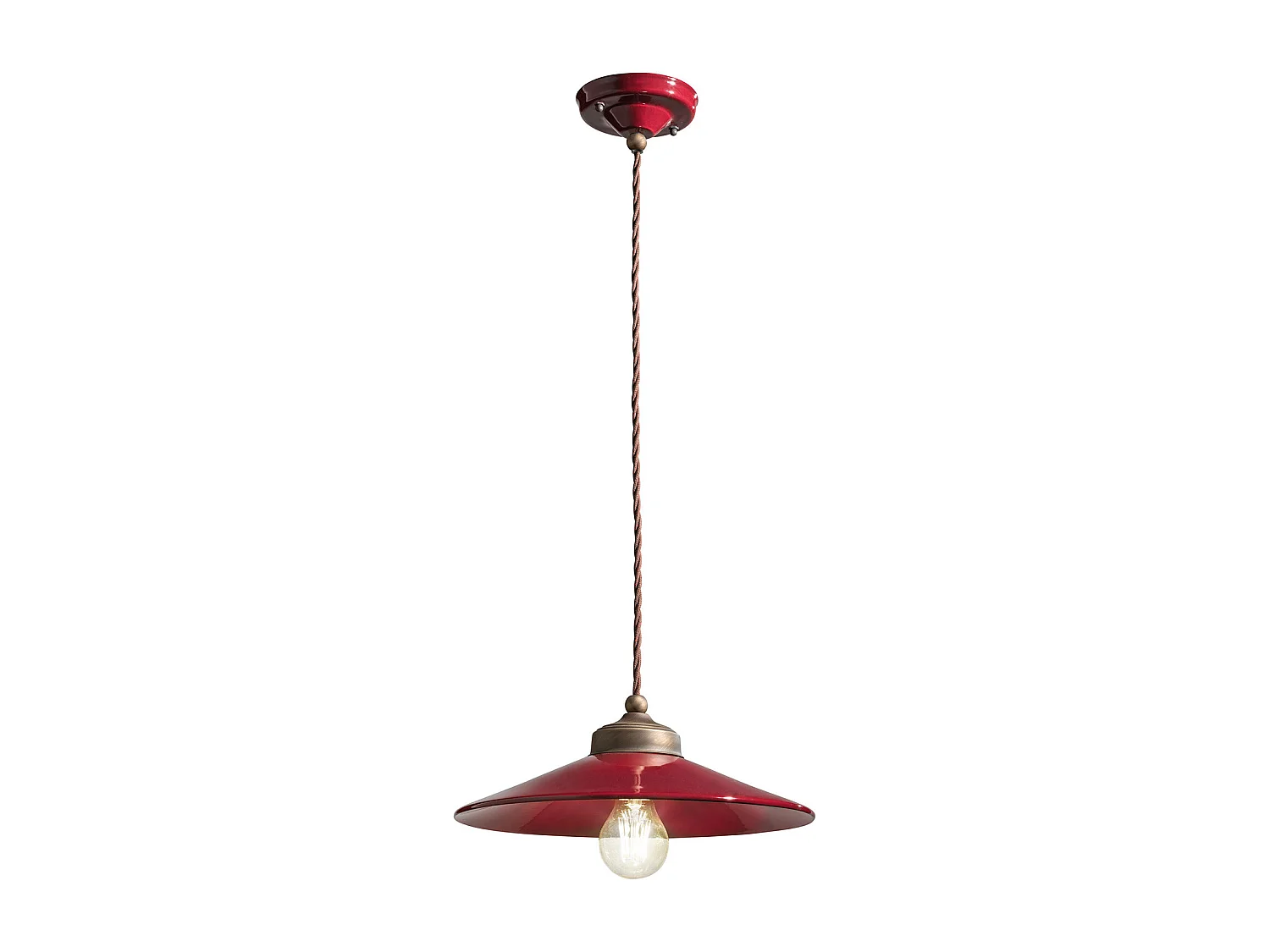 Lampadario Vintage Colors Ferro E Ceramica Bordeaux 1 Luce E27 30Cm