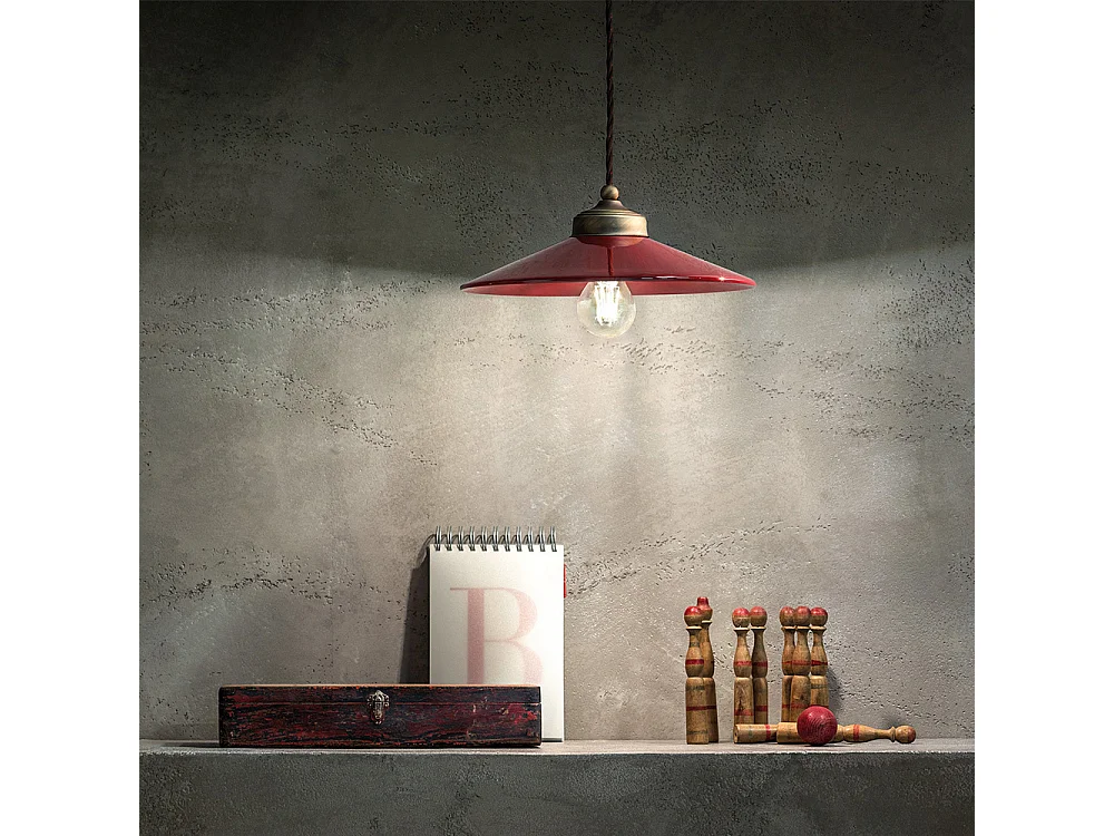 Lampadario Vintage Colors Ferro E Ceramica Bordeaux 1 Luce E27 30Cm