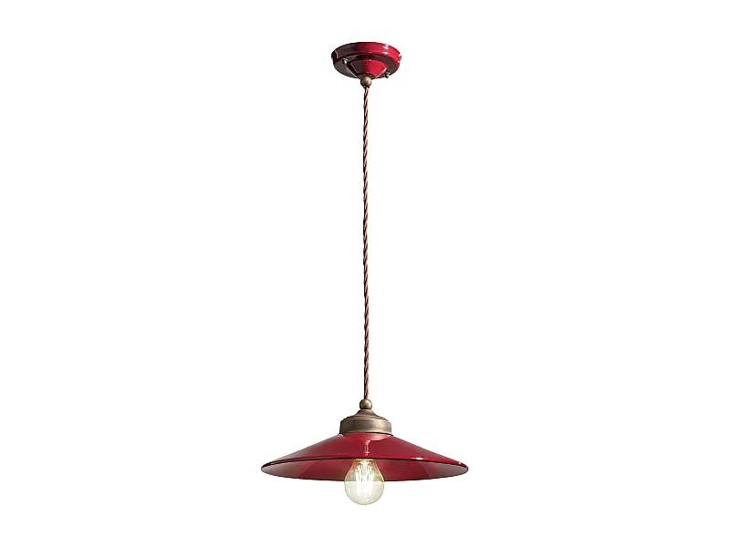 Lampadario Vintage Colors Ferro E Ceramica Bordeaux 1 Luce E27 30Cm