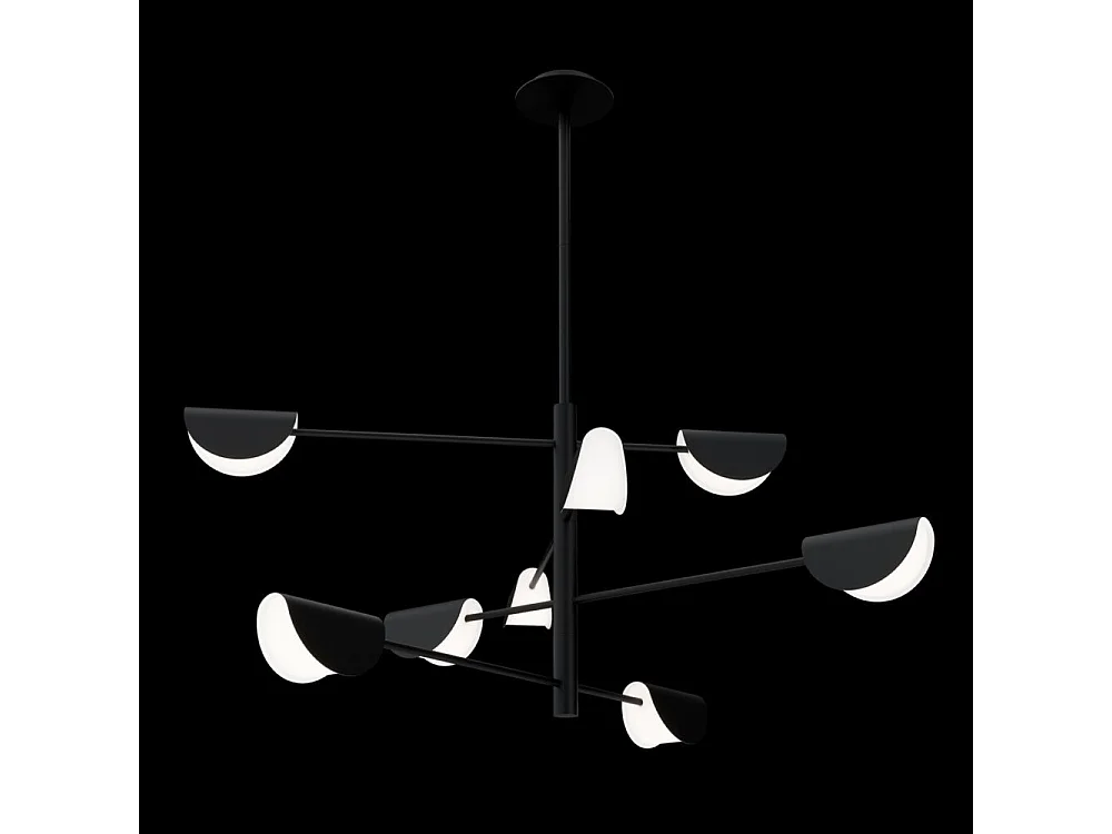 Maytoni Mollis Plafoniera moderna a sospensione multibraccio nera, paralume in acrilico