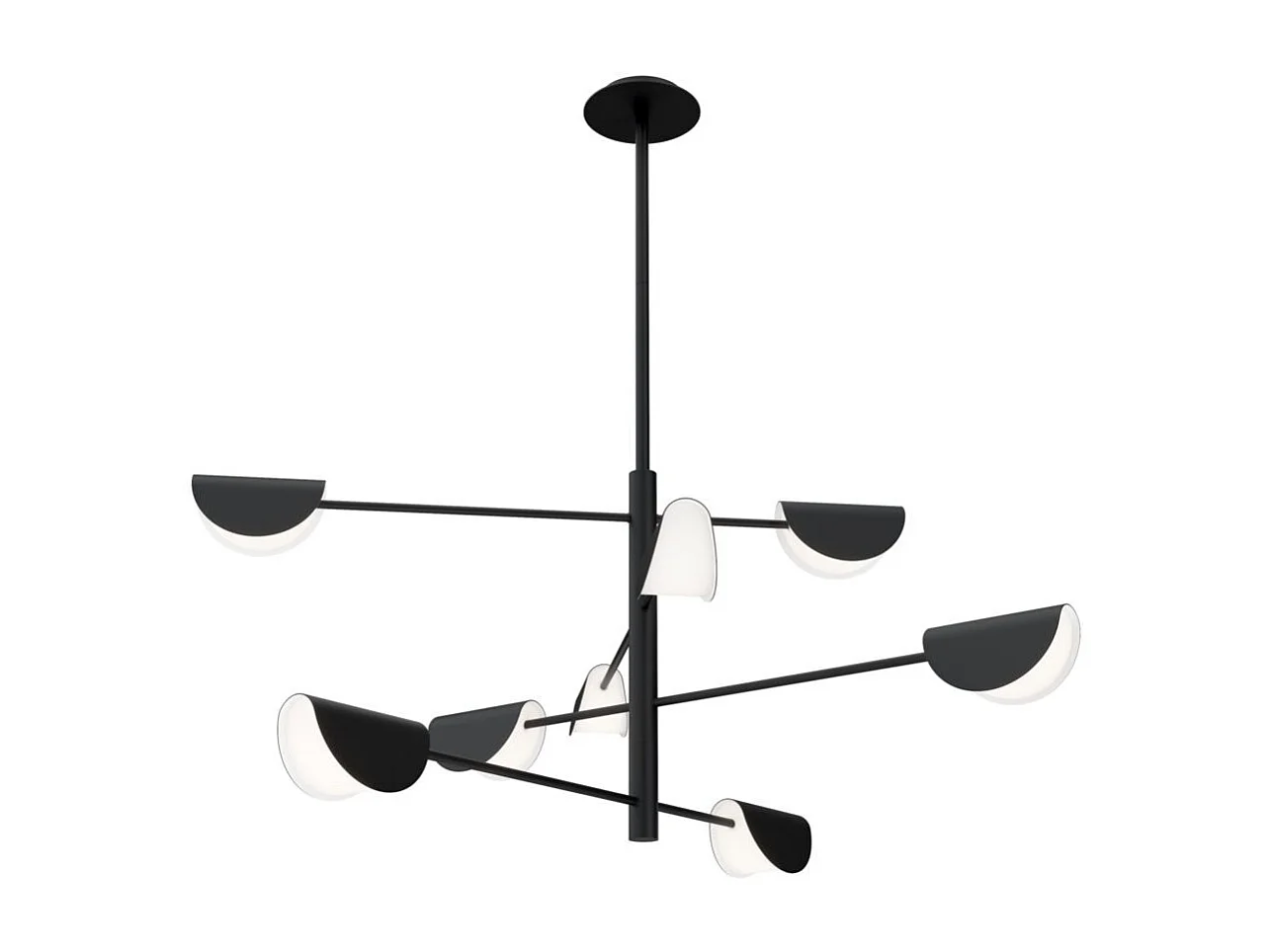 Maytoni Mollis Moderna lámpara colgante de techo con varios brazos, negra, pantalla acrílica