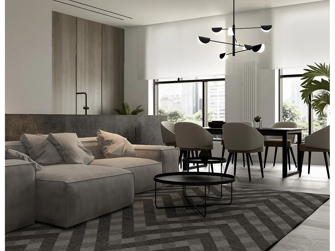 Maytoni Mollis Moderna lámpara colgante de techo con varios brazos, negra, pantalla acrílica