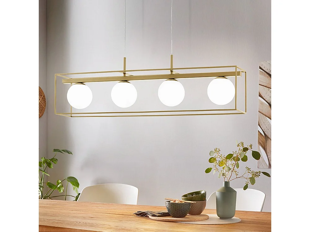 Lampadario Industrial Vallaspra 4 Luci Acciaio Ottone