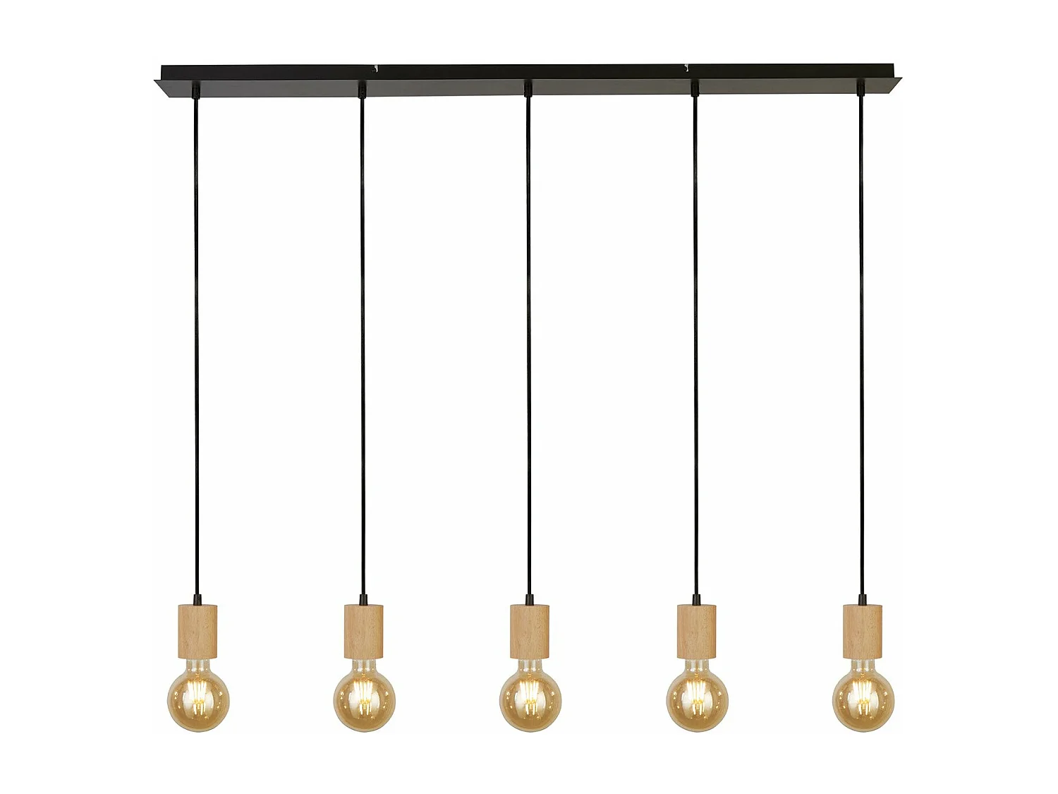 Lampadario Lineare Industrial-Nordico Spinoso Acciaio Nero Marrone 5 Luci E27