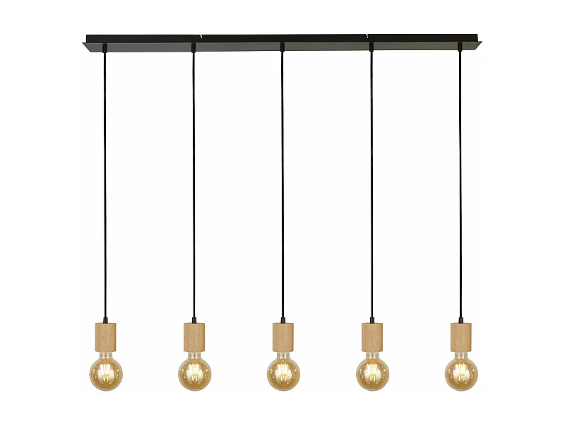 Lampadario Lineare Industrial-Nordico Spinoso Acciaio Nero Marrone 5 Luci E27