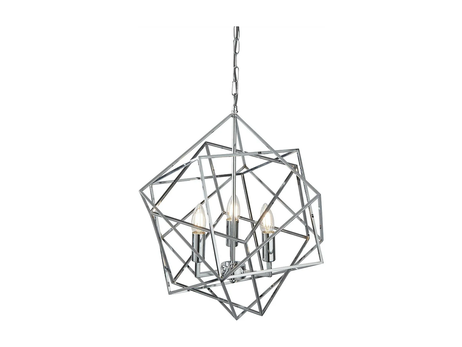 Searchlicht Cube - 3 Licht Decke Anhänger Chrom, E14