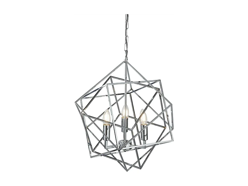 Searchlicht Cube - 3 Licht Decke Anhänger Chrom, E14