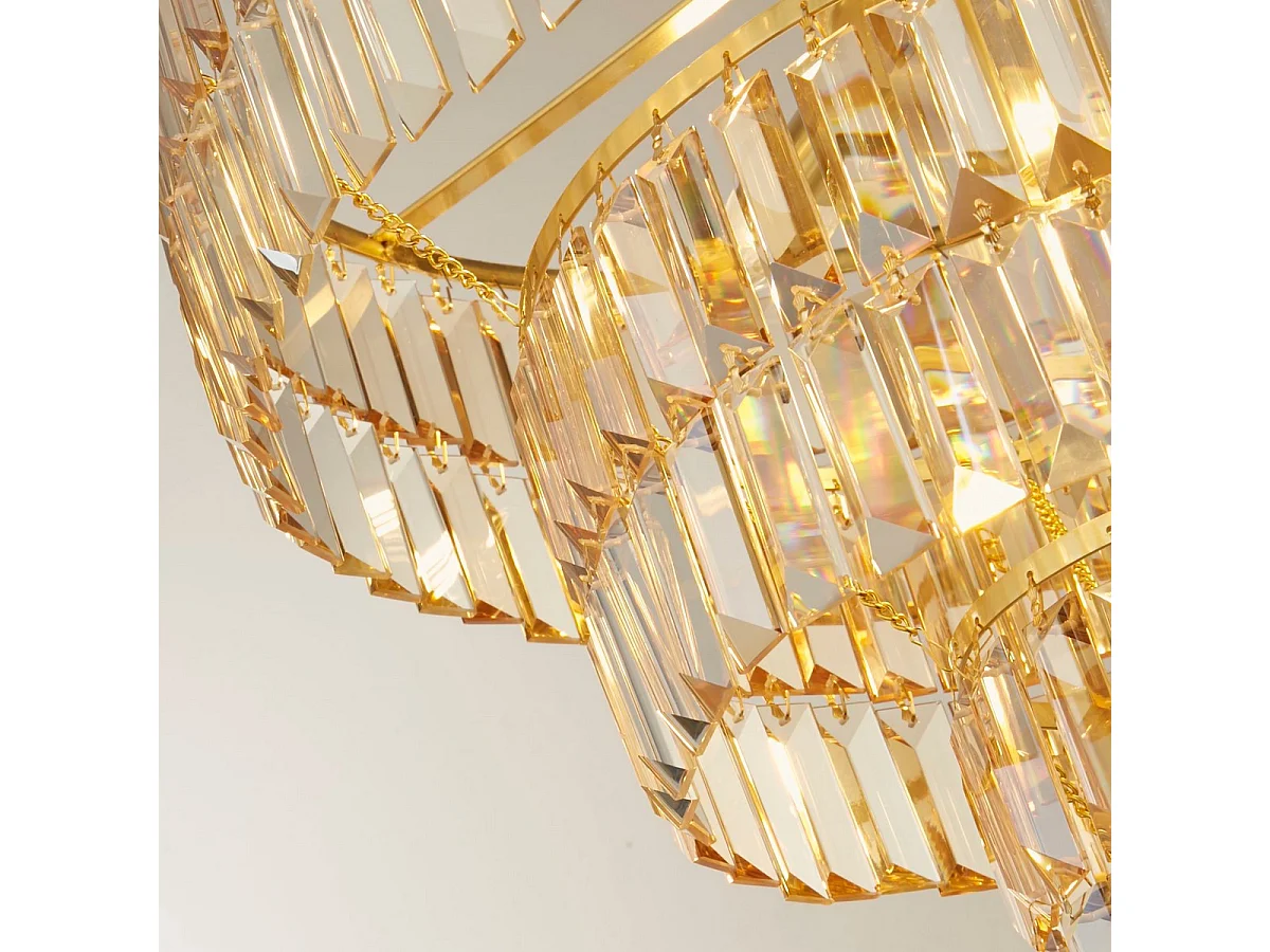 Searchlicht Empire 5-flammige Pendelleuchte aus satiniertem Messing, Champagnerglas