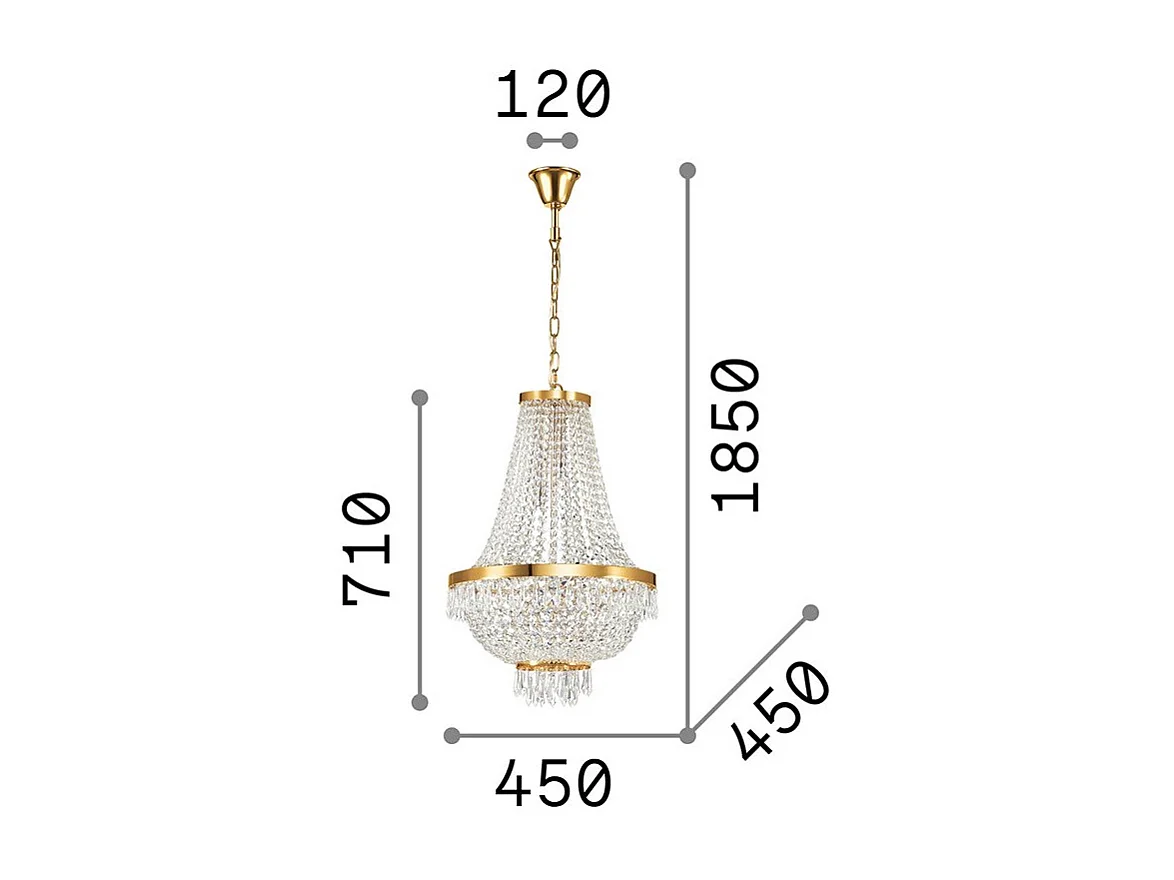 Ideal Lux Caesar - 9 licht Crystal Kronleuchter Chrome Finish, G9