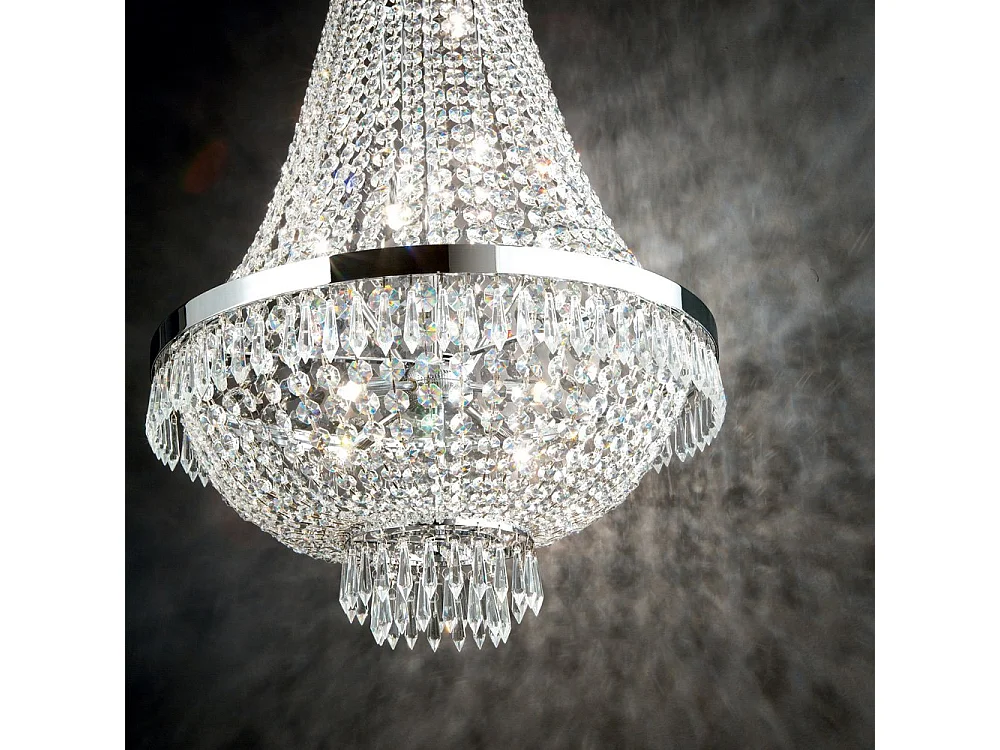 Ideal Lux Caesar - Lampadario in cristallo a 9 luci con finitura cromata, G9