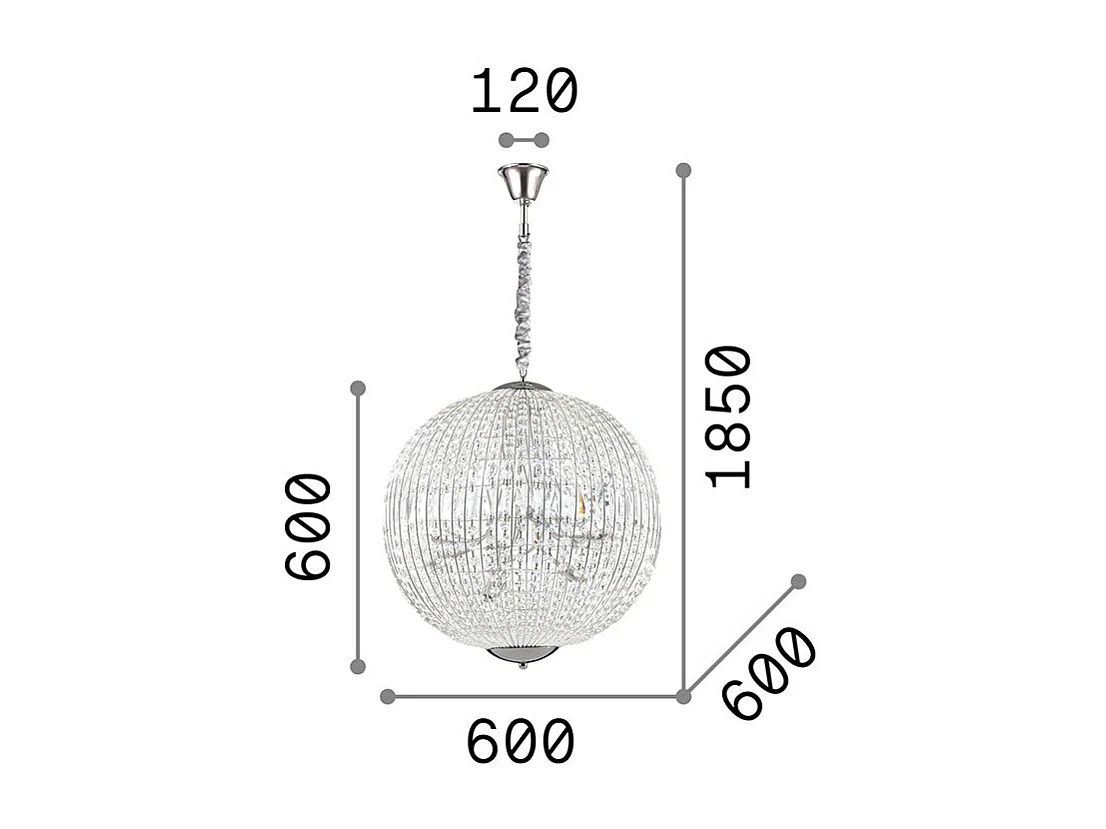 Ideal Lux Luxor - 12 Licht große Decke Anhänger Chrom mit Kristallen, G9