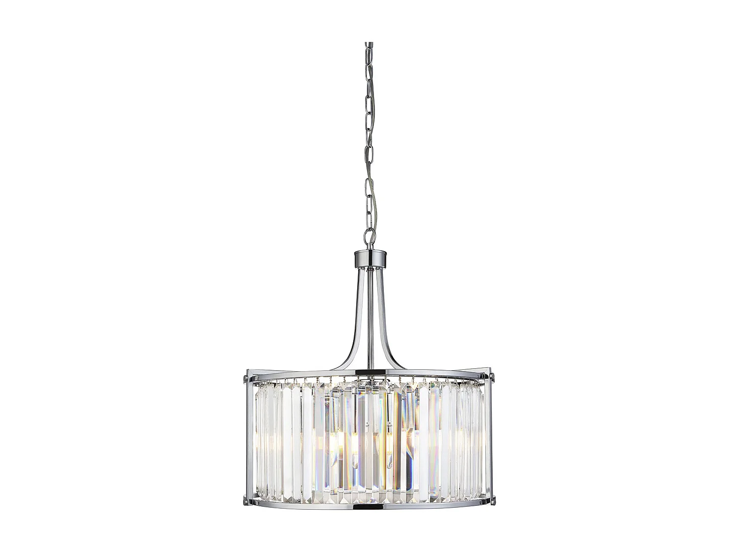 Lampadario Tondo Contemporaneo Victoria Acciaio Cromo Vetro 5 Luci E27