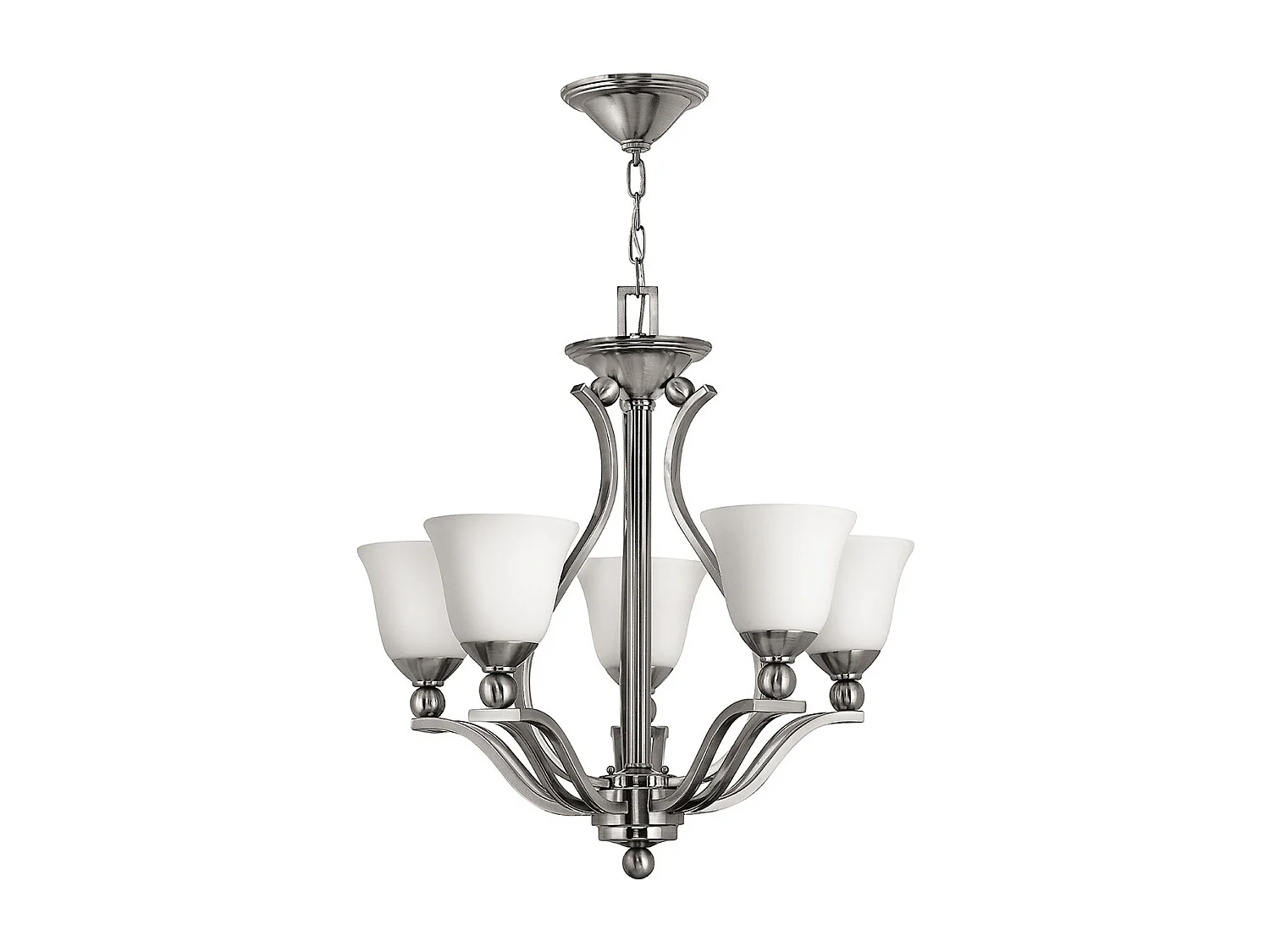 Elstead Bolla - Lampadario a 5 luci multibraccio finitura nichel spazzolato, attacco E27