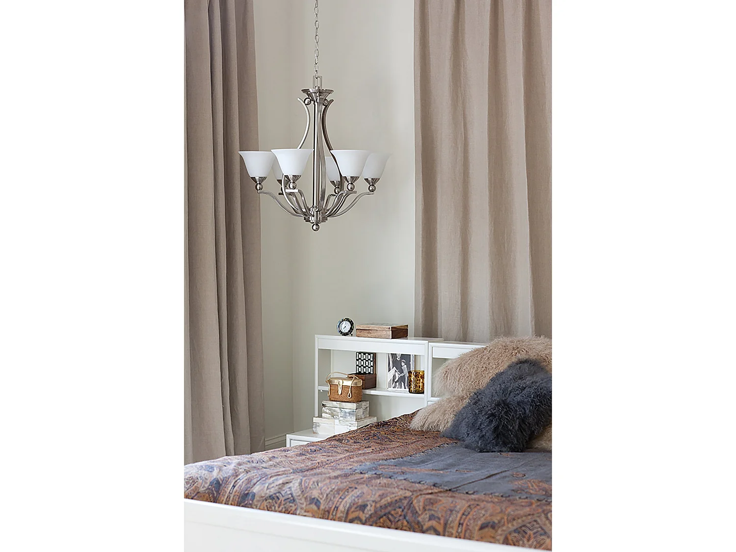 Elstead Bolla - Lampadario a 5 luci multibraccio finitura nichel spazzolato, attacco E27