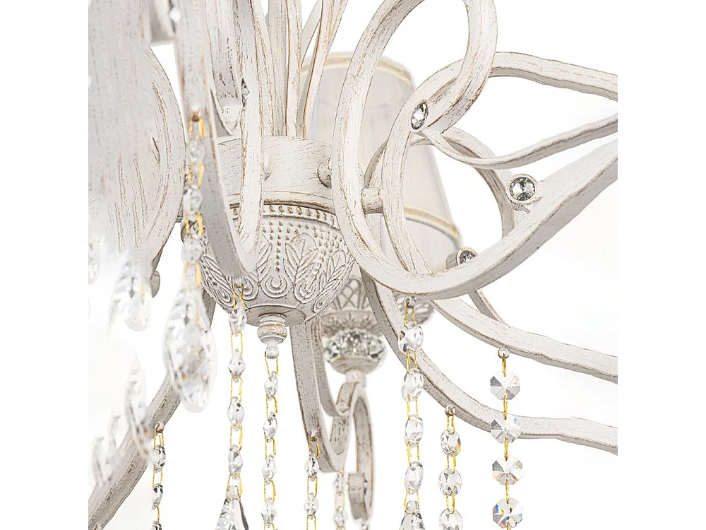 Grace Kronleuchter Weiß mit Gold & Kristall, 10 Licht, E14