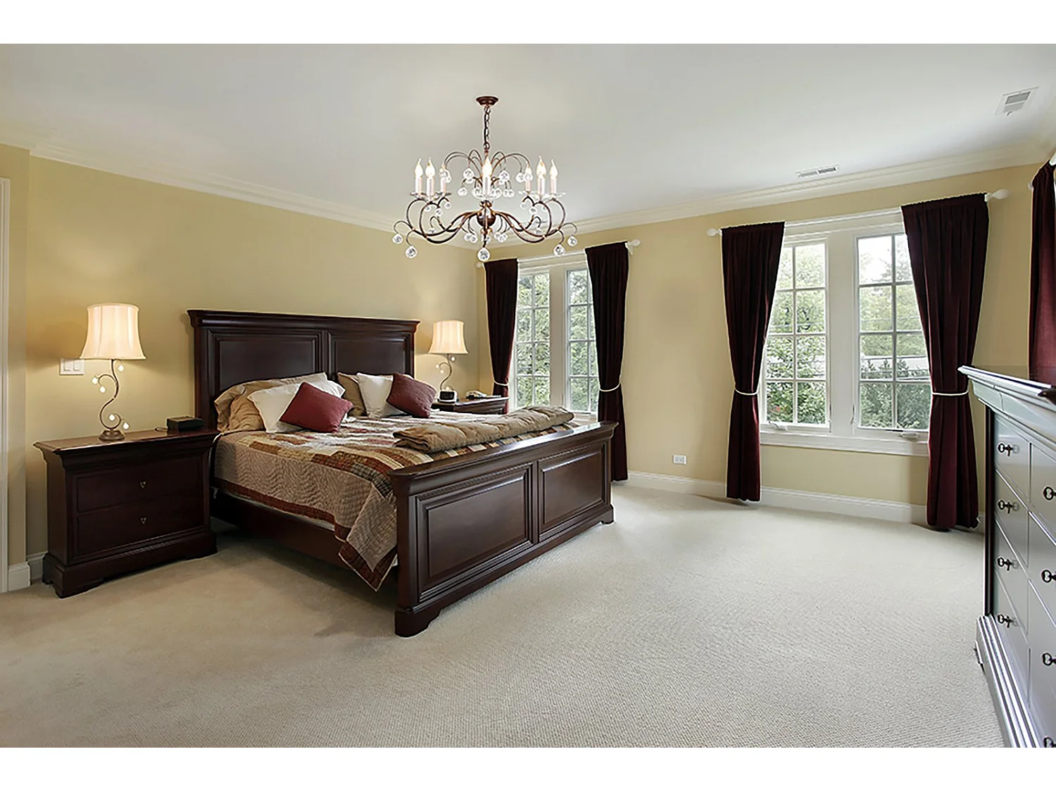 Elstead Lily 8 ljus ljuskrona metallisk brons blommiga blad design