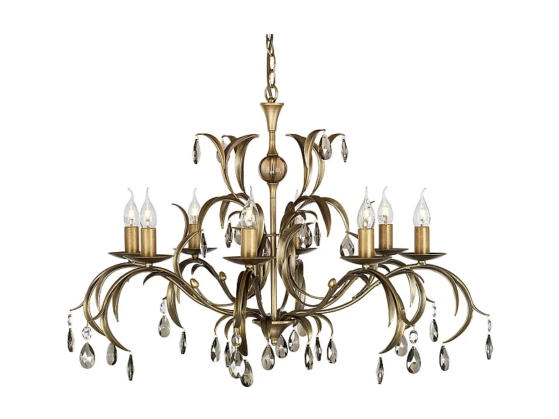 Elstead Lily - Lampadario a 8 luci con foglie floreali in bronzo metallizzato