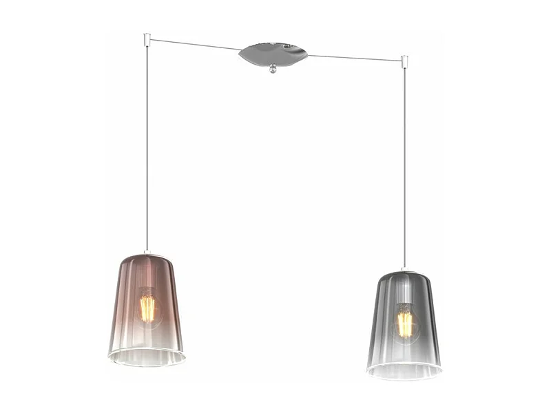 Sospensione Contemporanea Shaded Metallo Cromo Vetro Rame E Cromo 2 Luci E27