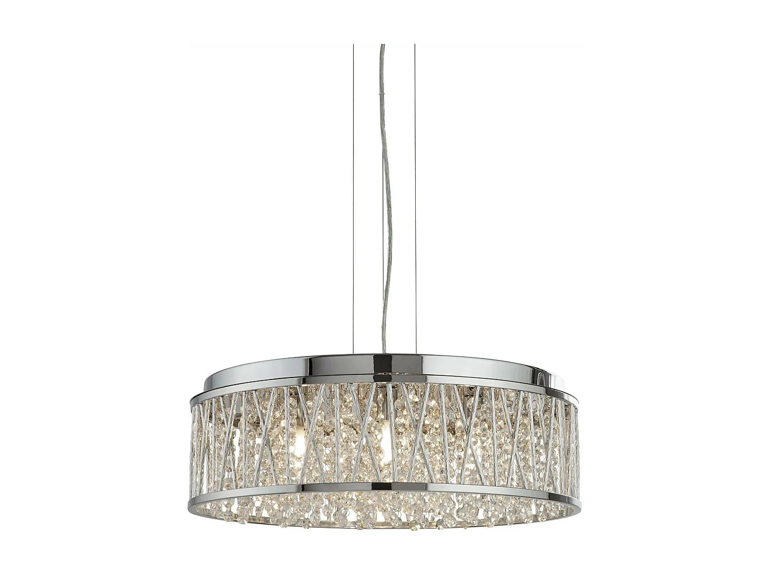 Searchlicht Elise - 7 Licht Deckenanhänger Chrom mit Glaskristallen, G9