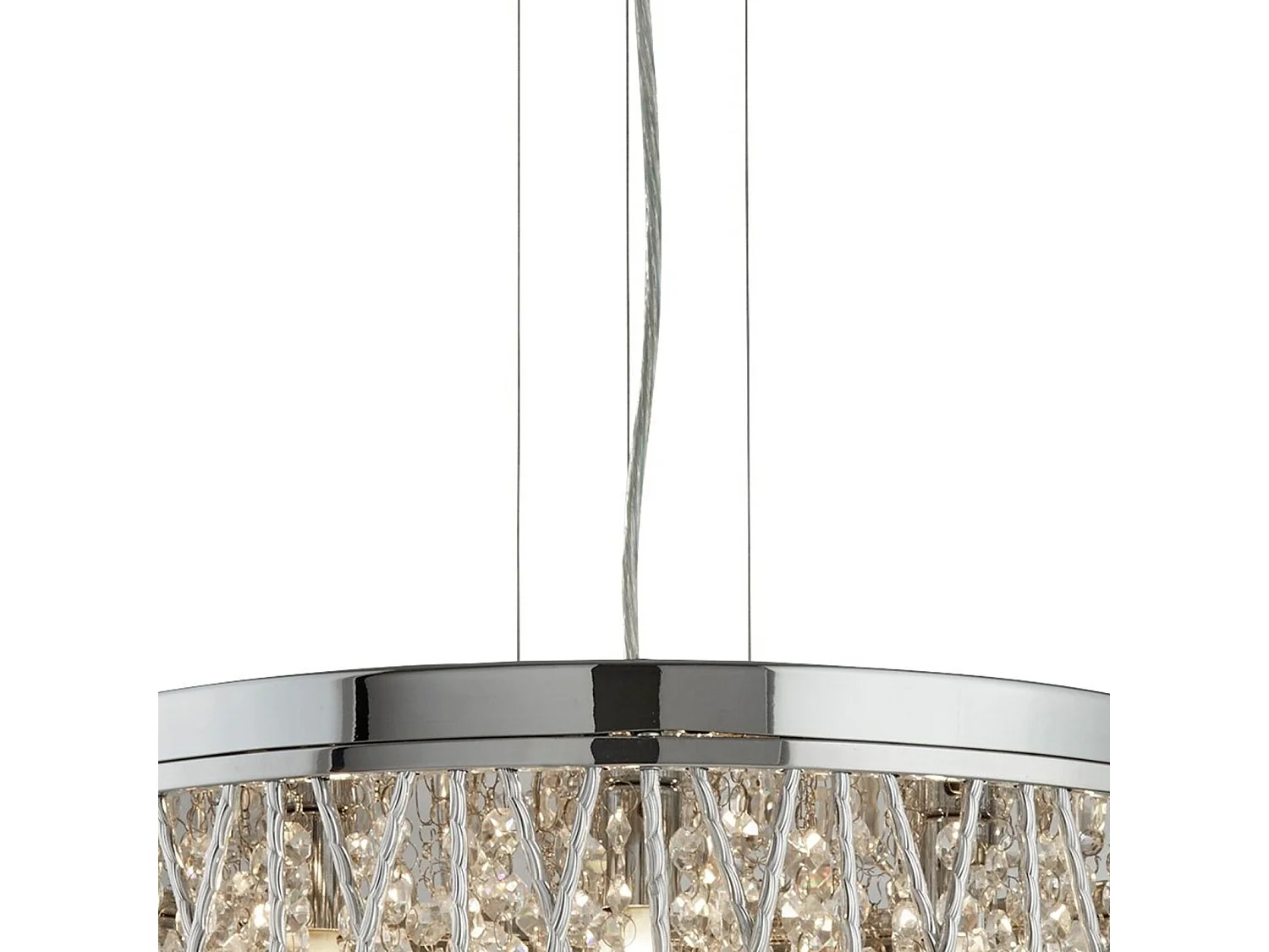 Searchlicht Elise - 7 Licht Deckenanhänger Chrom mit Glaskristallen, G9