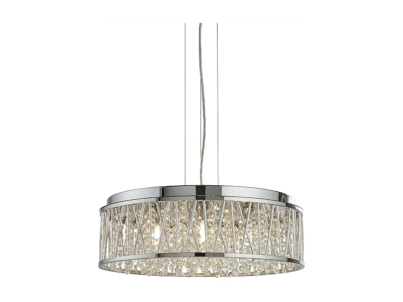 Searchlicht Elise - 7 Licht Deckenanhänger Chrom mit Glaskristallen, G9